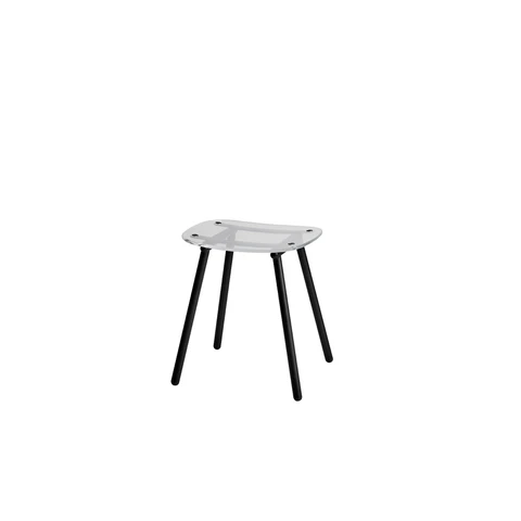 Fenster Low Stool | Clear Acrylic & Black Stainless Steel Indoor Outdoor Seating | GibsonKarlo | DesignByThem